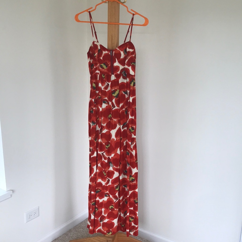 Red-Orange Watercolor Poppy-Print ELLE Maxi